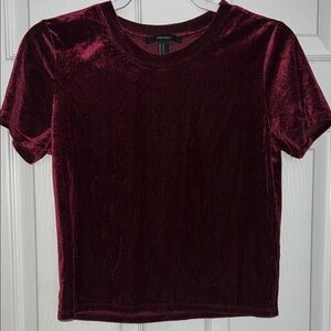 Forever 21 Rich Burgundy Velvet Short Sleeve Top